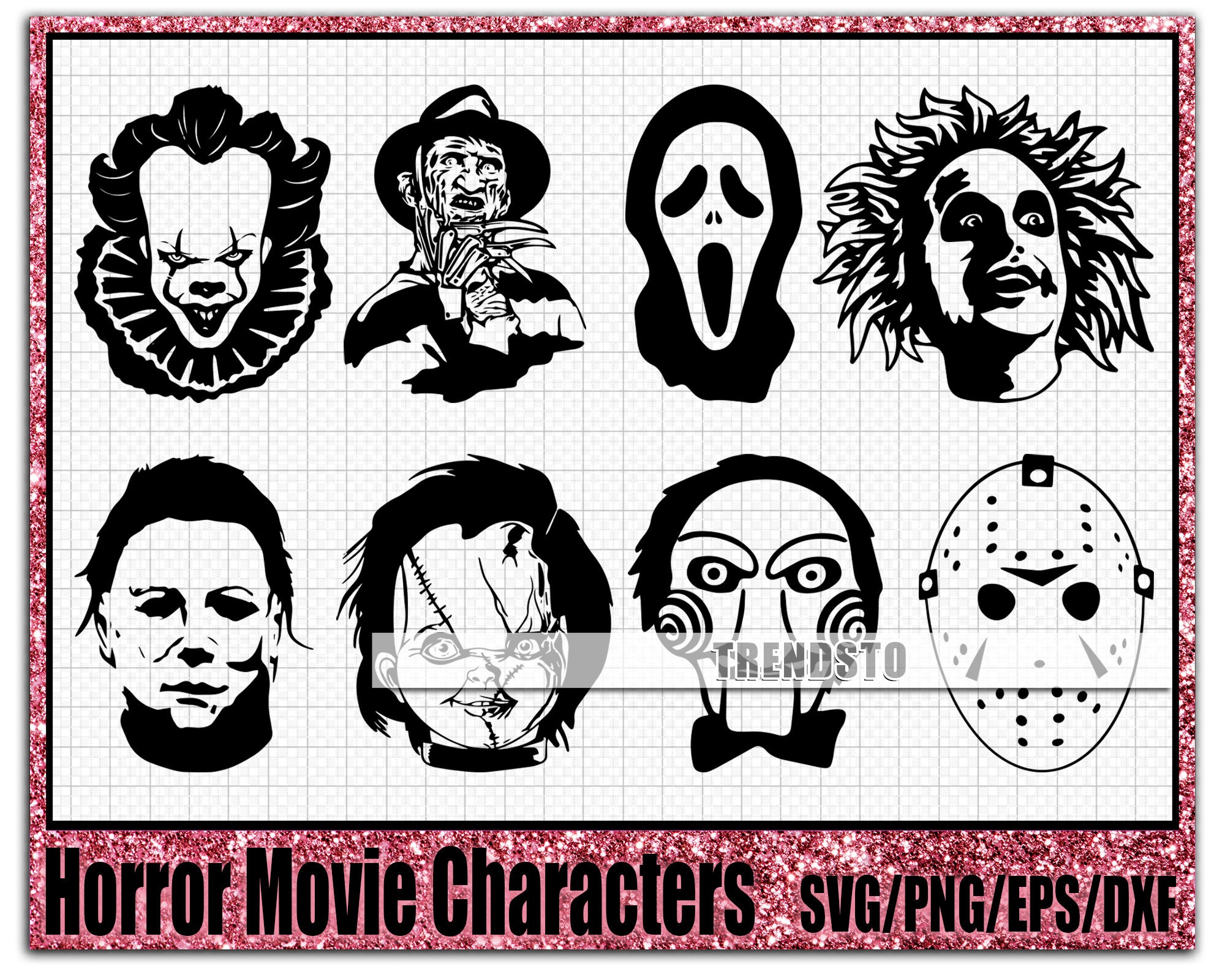 Horror Movie Characters Svg Freddy Svg Scream Svg Pennywise | Etsy