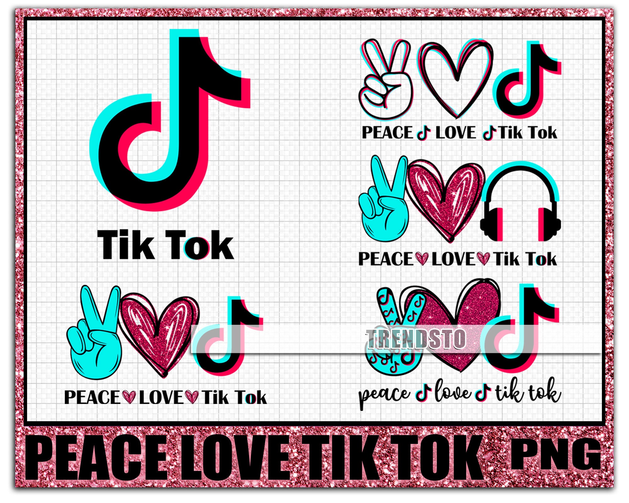 Free Free 219 Sublimation Peace Love Tik Tok Svg SVG PNG EPS DXF File