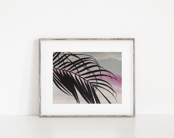Tropical Twilight — Original Art Acrylic Painting — A3 Silhouette Palm Leaf Wall Art
