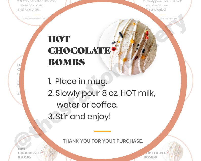 Hot Chocolate Bomb Tag Hot Cocoa Bomb Label Instructions