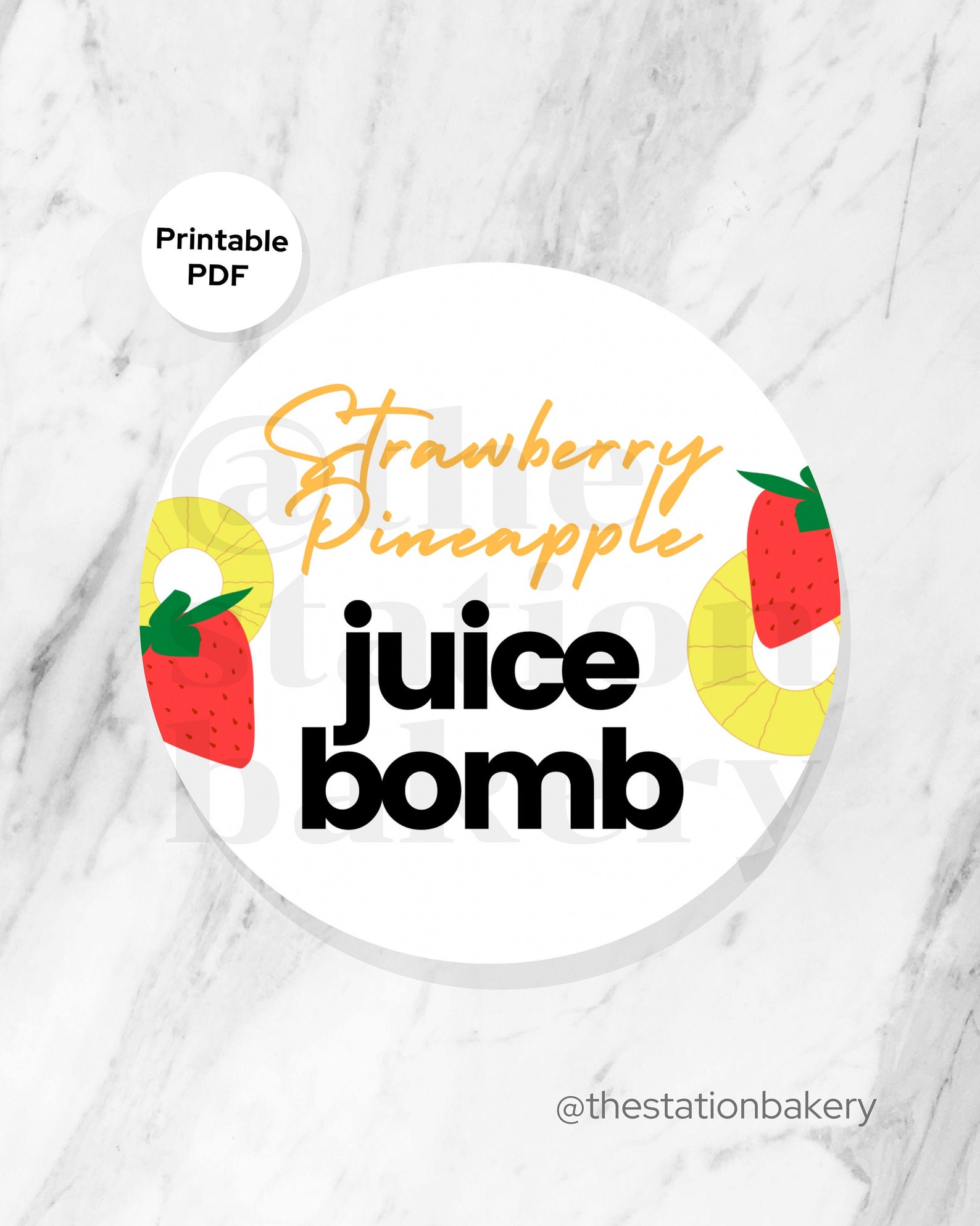 Printable Juice Bomb Tag Instant Download Strawberry Etsy