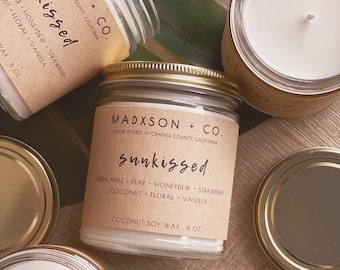 Sunkissed | Fruity & Floral Scented Candle | Summer Collection | Coconut Soy Wax | 8 Oz.