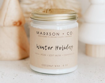 Winter Holiday | Winter Collection | 100% Natural Coconut Wax | Cotton or Wooden Wick | 8 Oz.