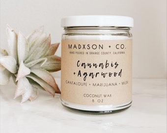 Cannabis + Agarwood Candle | All Natural Coconut Blend | 8 Oz