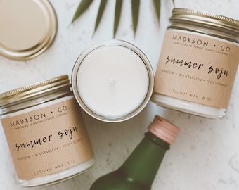 Summer Soju Scented Candle | Summer Collection | All Natural Coconut Wax Blend | 8 Oz.