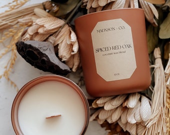 Luxe Collection | Spiced Red Oak | Coconut Wax Blend | Wooden Wick | 12 Oz