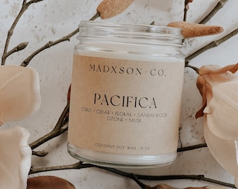 Pacifica | Scented Candle | Coconut Soy Wax | 8 Oz.