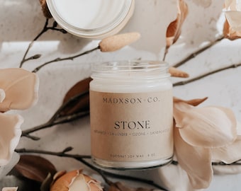 Stone | Love Collection | Scented Candle | Cotton or Wooden Wick | 8 Oz.