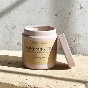 Taro Milk Tea Scented Candle | Asian-Inspired Candles | Coconut Soy Wax | Wooden Wick | 9 OZ