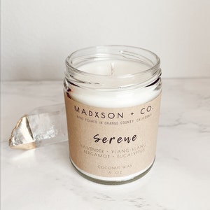 Serene Spa Scented Candle All Natural Coconut Wax Blend 8 Oz image 3