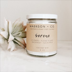 Serene Spa Scented Candle All Natural Coconut Wax Blend 8 Oz image 1