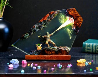 Darth Lord Vader The Mand.al.orian Diorama Resin Night Light, Custom Star W.ar Epoxy Lamp Christmas Gift