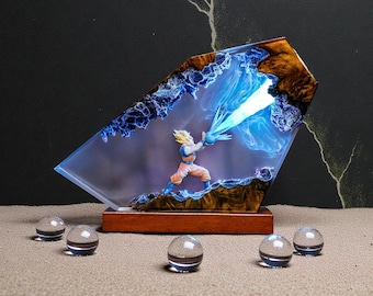 Anime Diorama Lamp: Handmade Epoxy Resin Night Light, Gaming Decor
