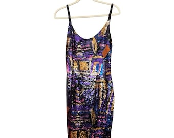 Black Tie Oleg Cassini Pailletten Multicolor Kleid NEU mit Etikett