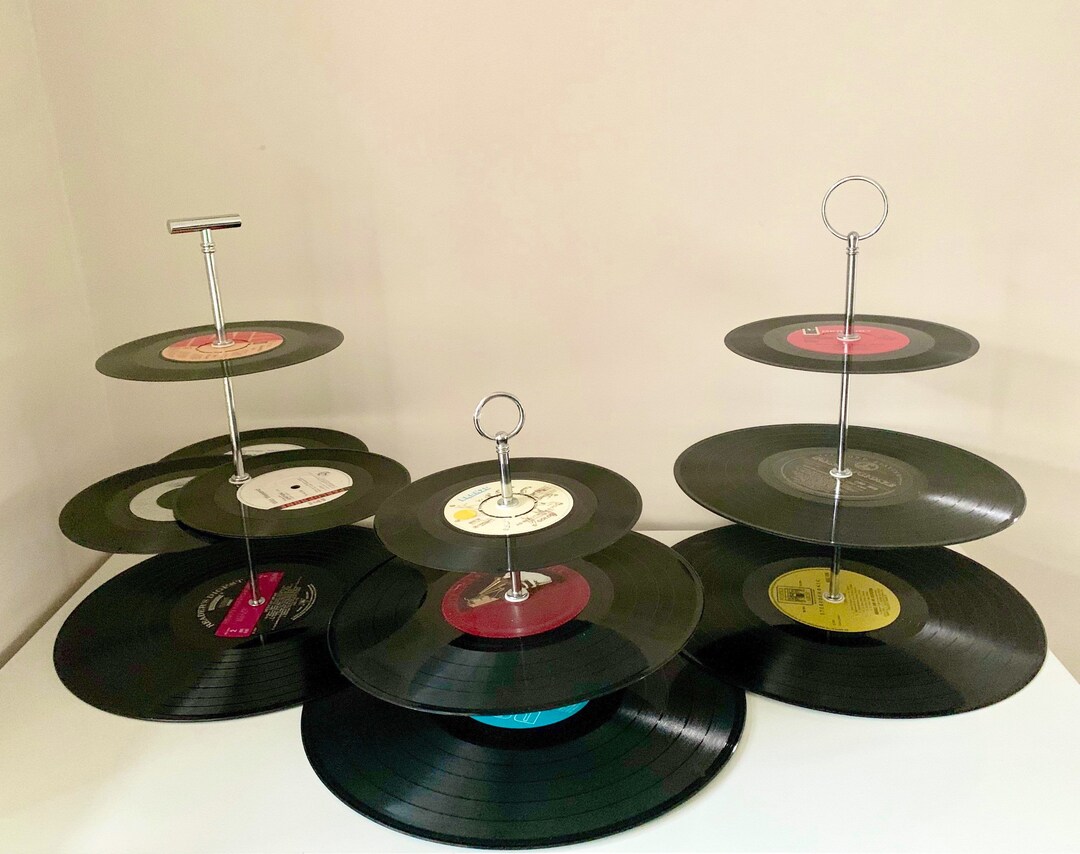 Vinyl Record Cupcake Stand Using Upcycled Records 3 Tiers Etsy UK