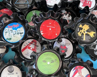 Upcycled Vinyl Record Bowl: Custom Label, Retro Music Decor