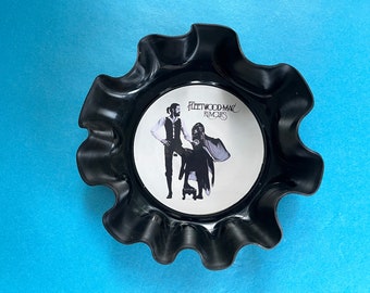 Gift for Music Lover. Upcycled Small Vinyl Record Bowl with new Fleetwood Mac label added. Unique present idea.