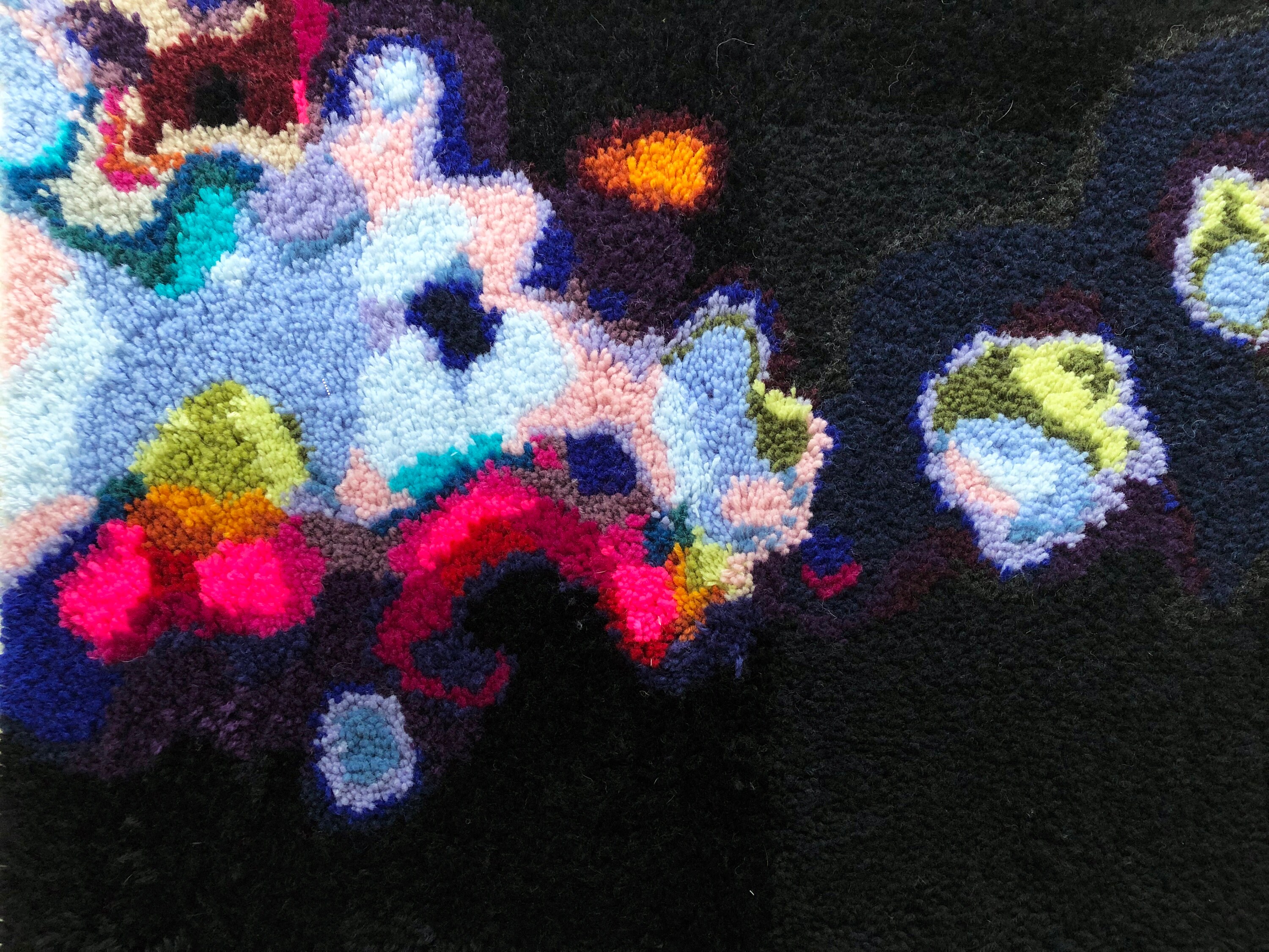 Tapis Abstrait, Art Mural à Crochet de Verrouillage Fait La Main, Tapis Moderne, Tapis Coloré, Capuc