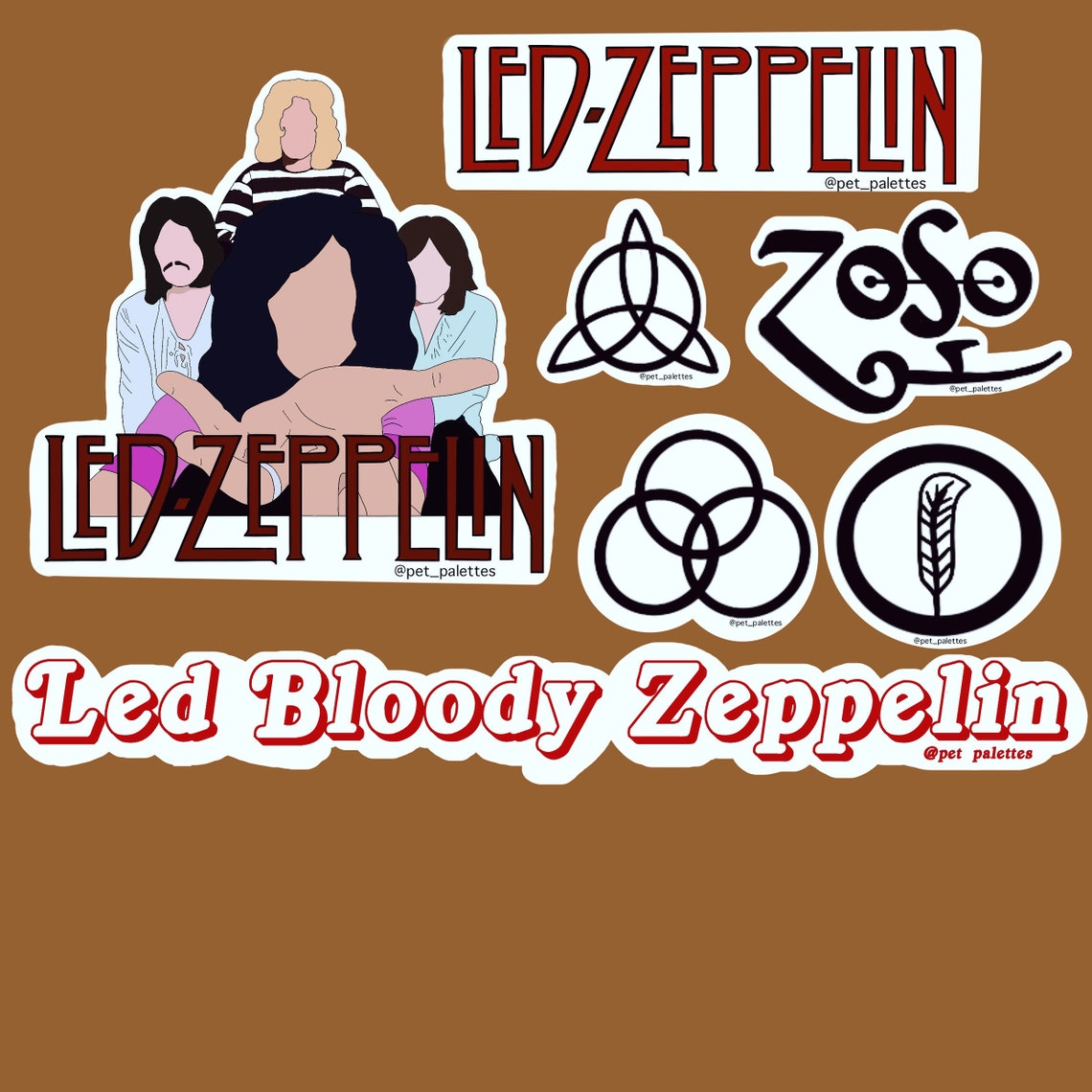 Led Zeppelin Sticker Pack Laptop Decals Jimmy Page Stickers Etsy