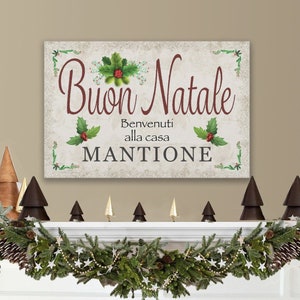 Buon Natale 24"x16" Gallery Wrapped Canvas PERSONALIZED name. Italian Christmas Frame