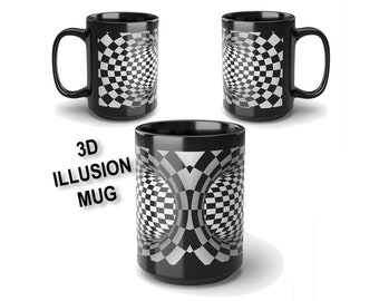 Optical Illusion Mug, Hole, Warp, Mug Large 15oz Black