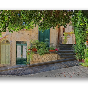Photographic Art Print, Montedoro Sicily, Italy, Town, Doors, Windows, Steps, Street, Landscape, Travel AP-08
