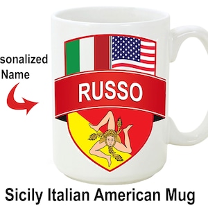 15oz Personalized Sicily Italian American Mug Trinacria