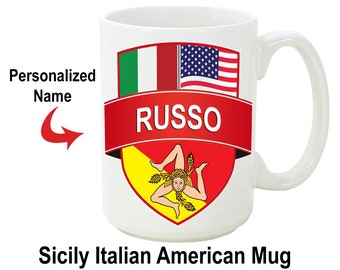 15oz Personalized Sicily Italian American Mug Trinacria