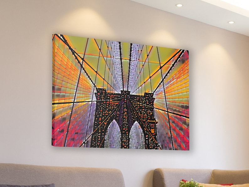 Brooklyn Bridge Gallery Wrapped Canvas Frame. Unique and Colorful. Etsy