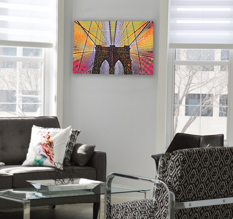 Brooklyn Bridge Gallery Wrapped Canvas Frame. Unique and Colorful. Etsy