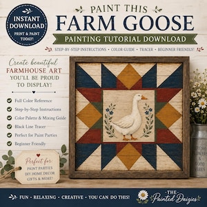 Målningsguide för Farm Goose Barn-quilt | Rustik lantlig DIY-dekor (digital nedladdning)