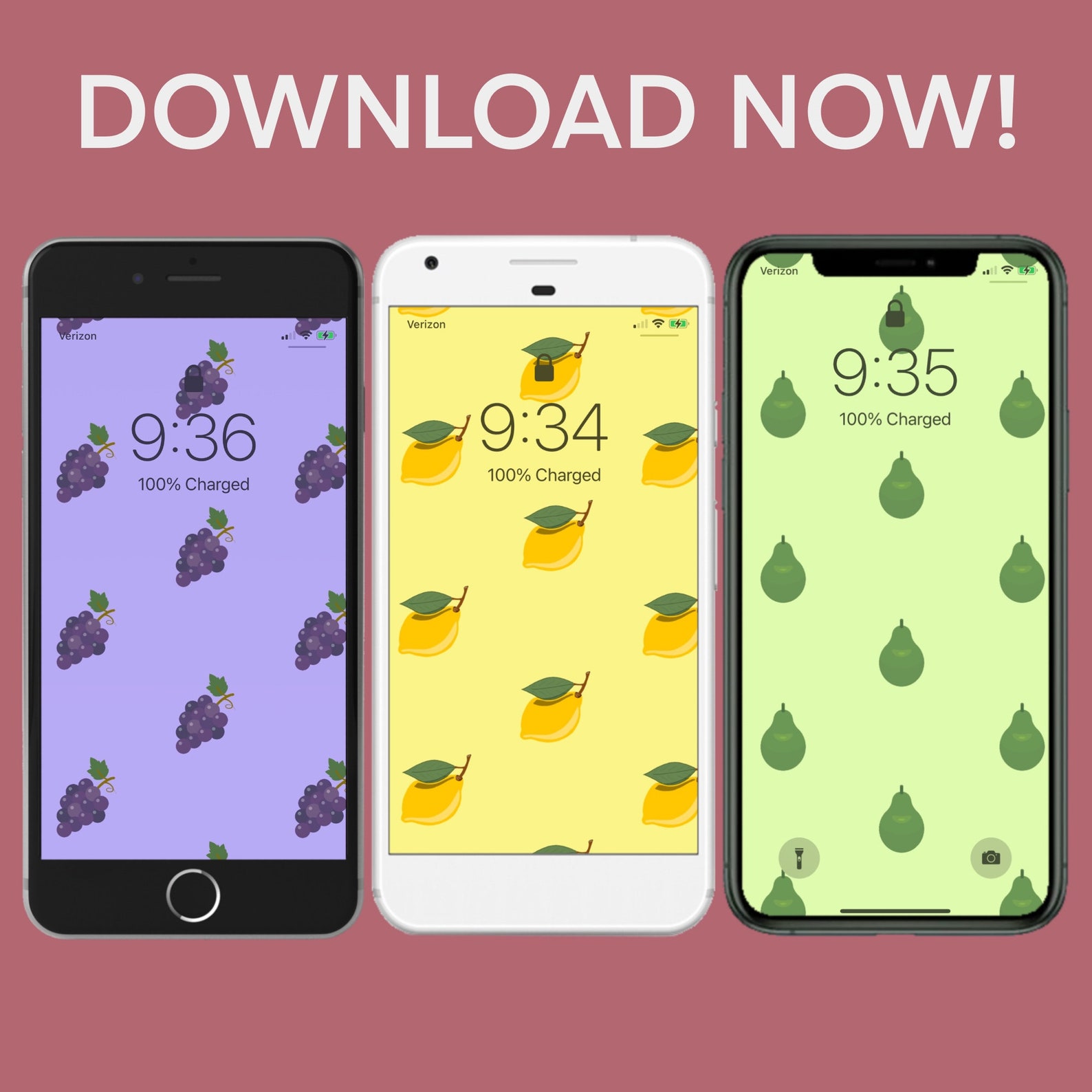 12 Minimalist Phone Wallpapers The Fruit Pack Aesthetic | Etsy