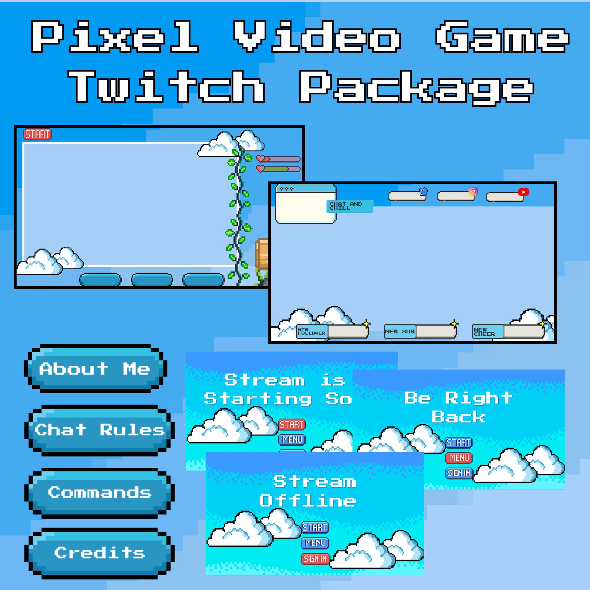 Video Game Pixel Art Twitch Stream Package | RPG Games | Twitch Bundle ...