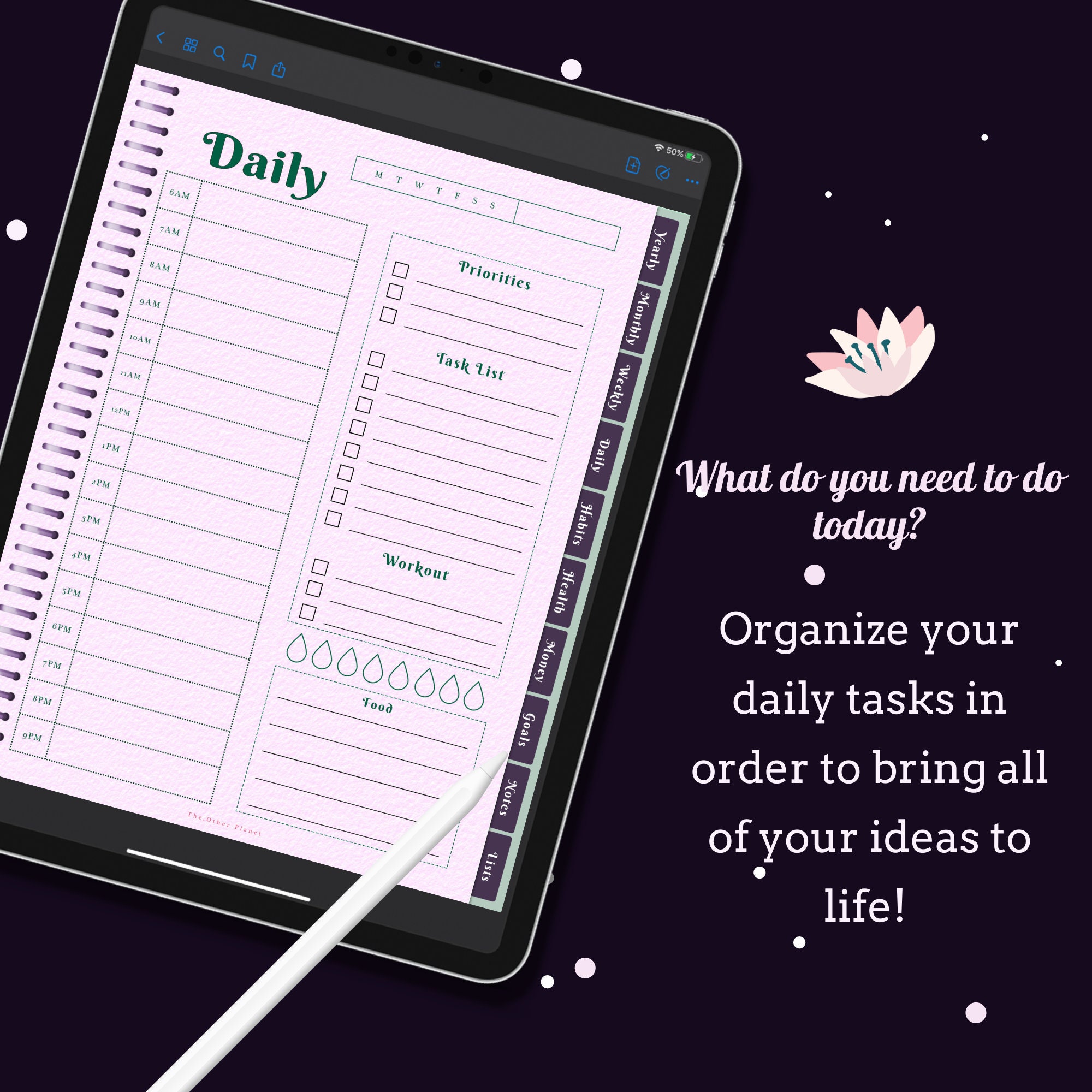 Moon Flower Aesthetic Digital Planner for Good Notes - Etsy