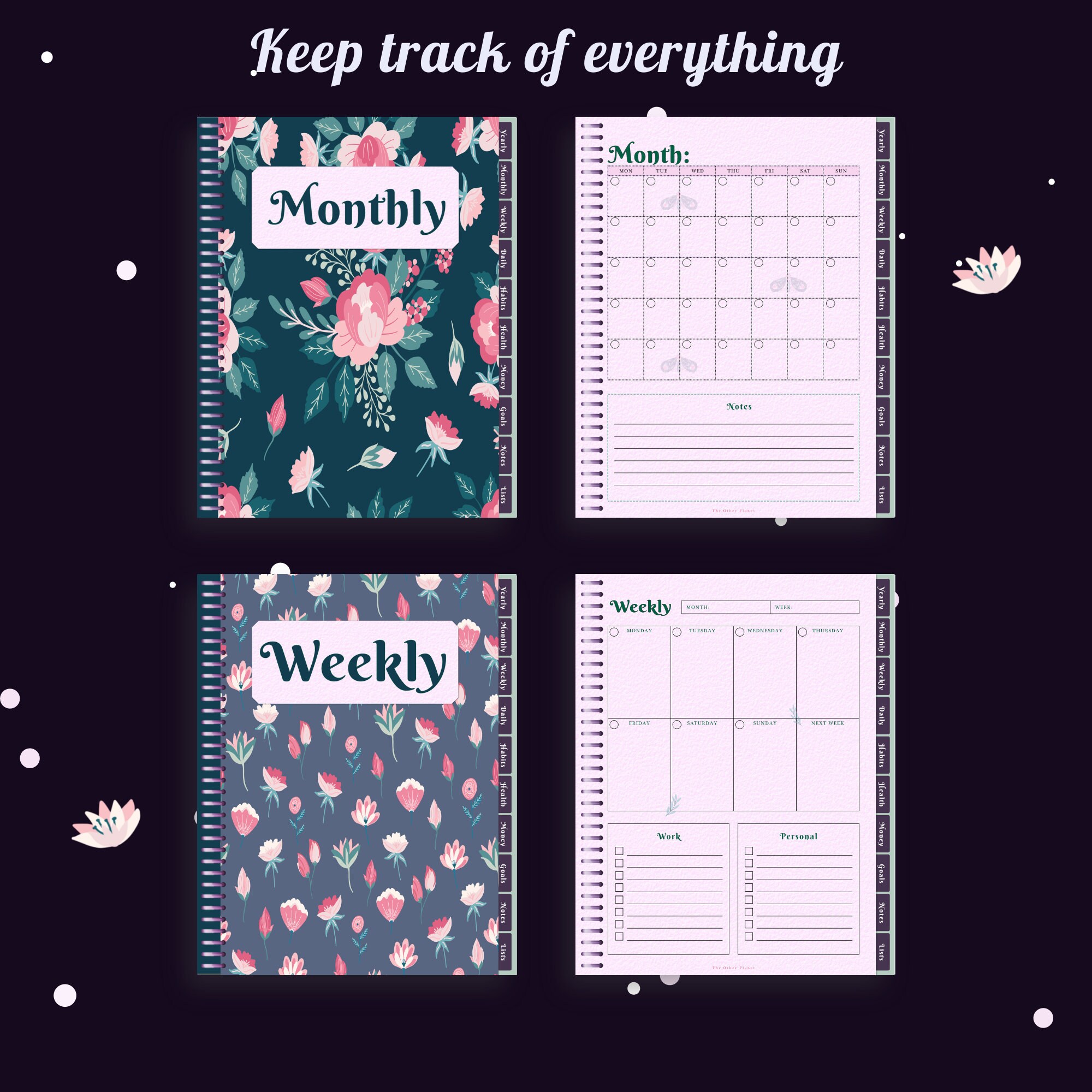 Moon Flower Aesthetic Digital Planner for Good Notes - Etsy