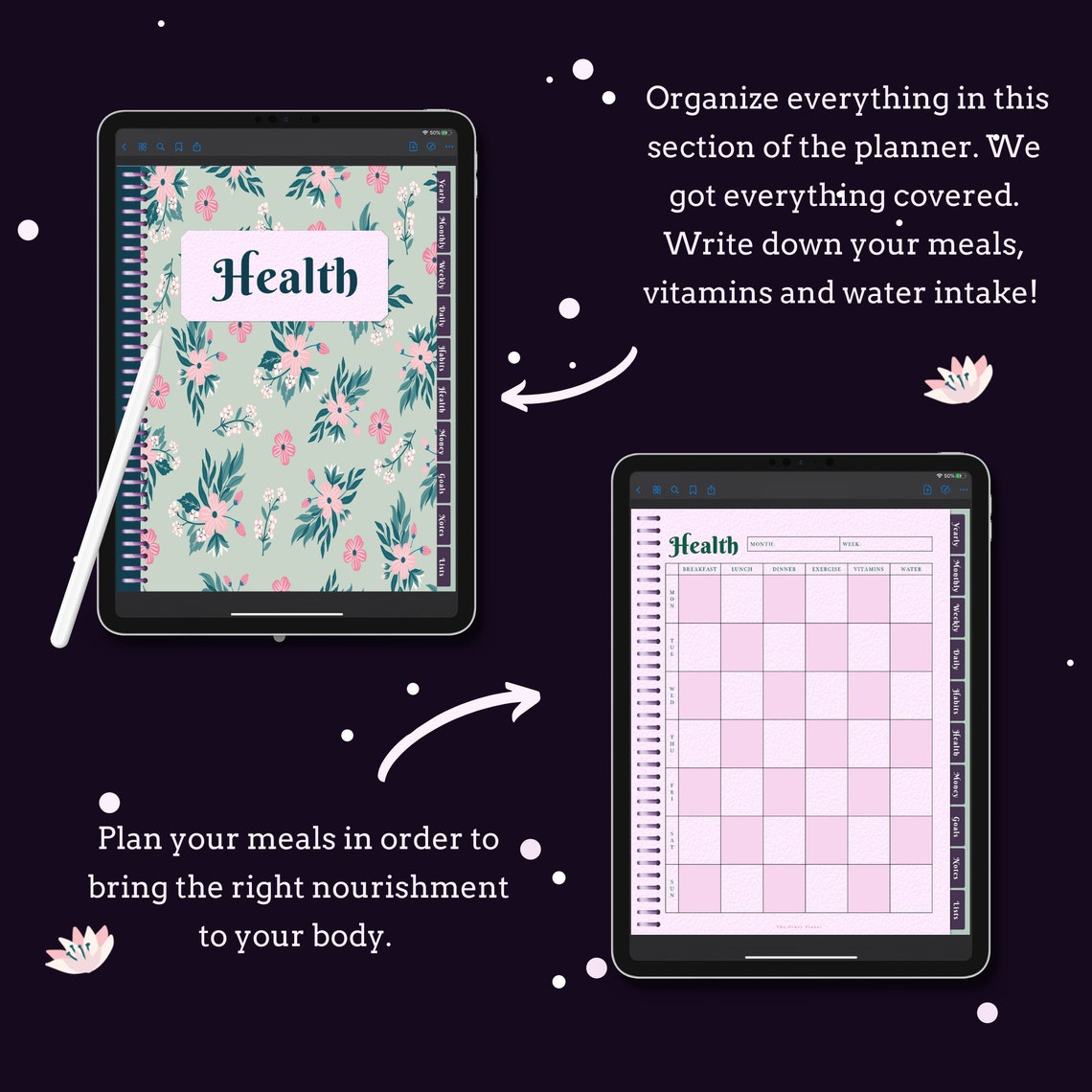Moon Flower Aesthetic Digital Planner for Good Notes - Etsy