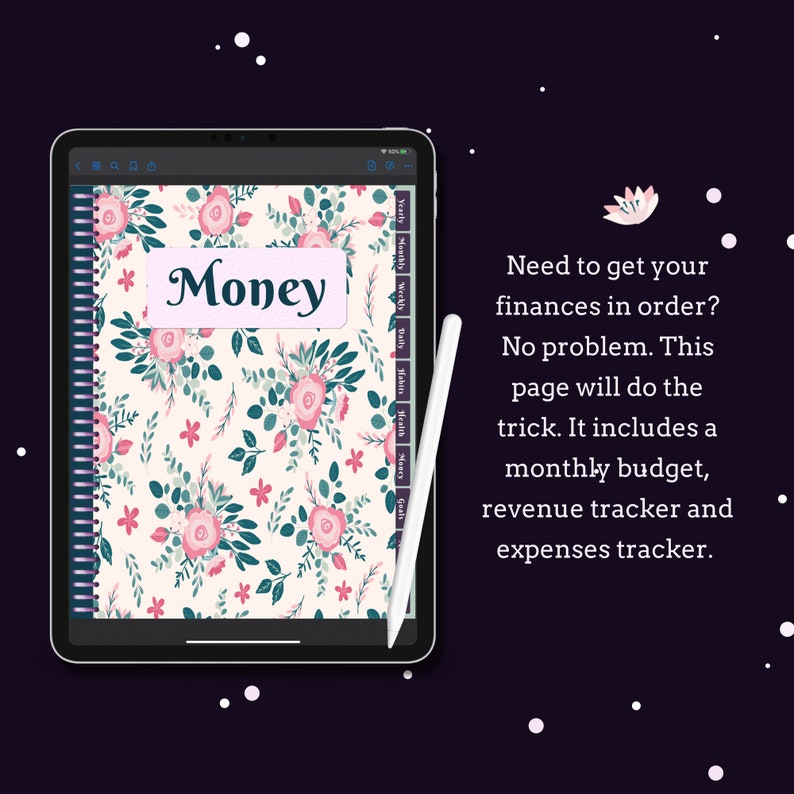 Moon Flower Aesthetic Digital Planner for Good Notes - Etsy