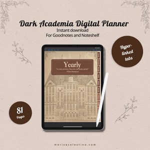 Digital Goodnotes Planner | Undated Digital Planner for Goodnotes | Dark Academia Aesthetic
