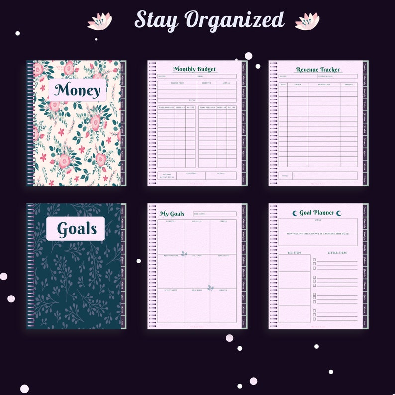 Moon Flower Aesthetic Digital Planner for Good Notes - Etsy