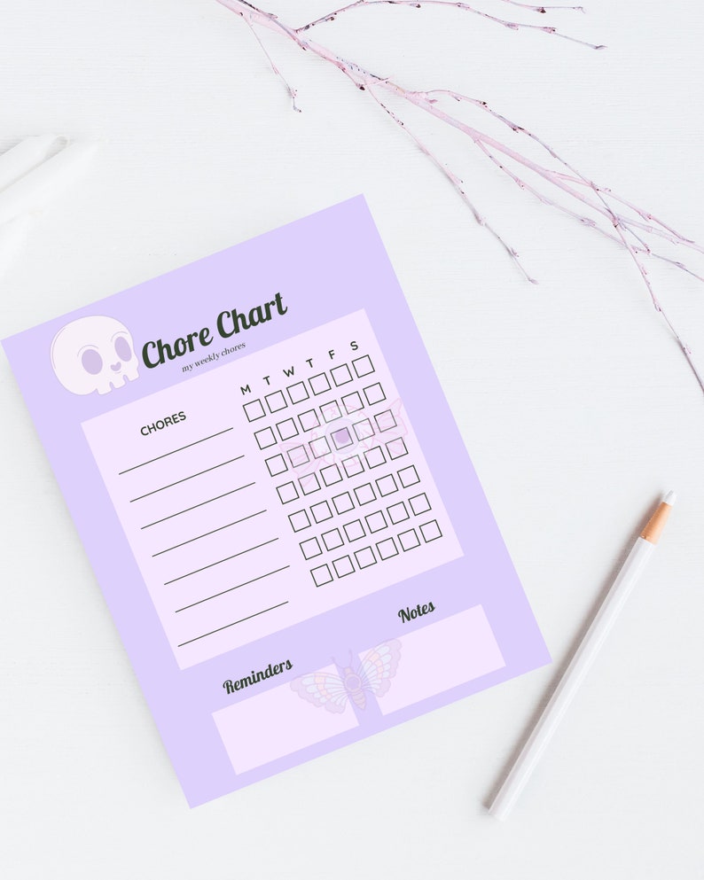 Chore Chart Planner Printable / Soft Grunge Aesthetic Download | Etsy