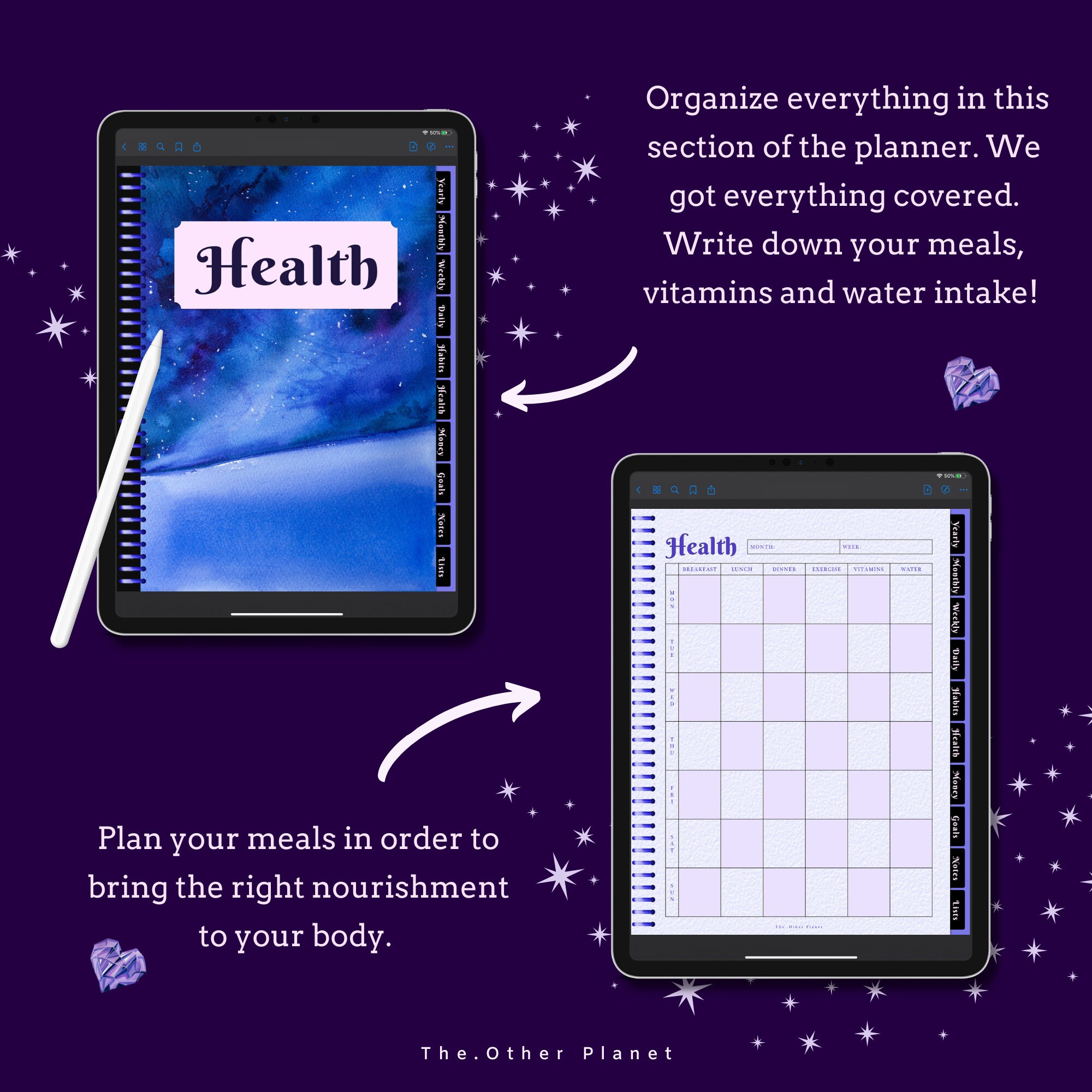 Undated Digital Planner for Goodnotes and Notability With Purple Night ...