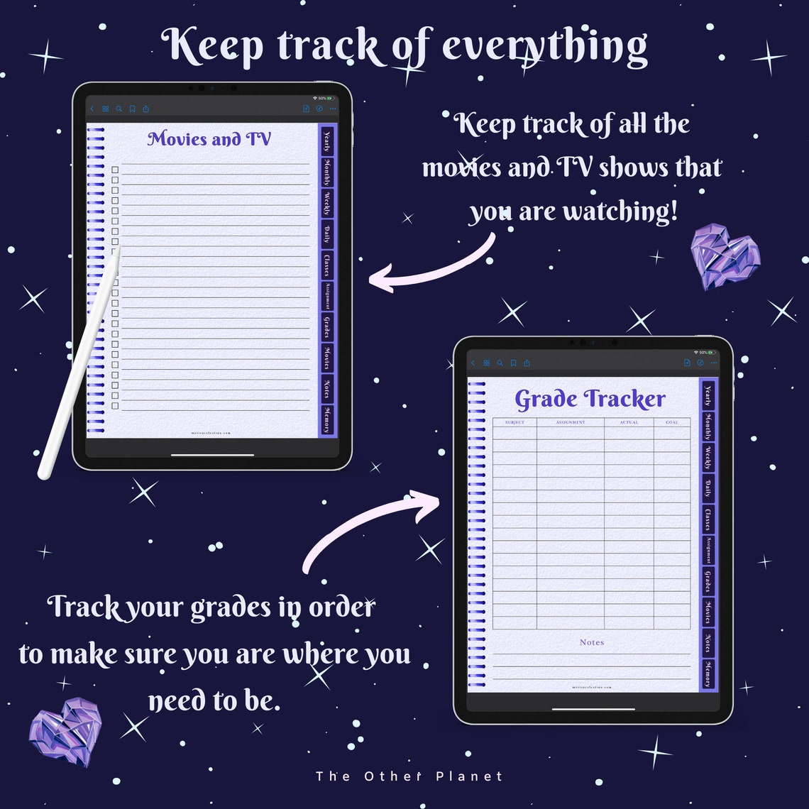 Student Planner for Goodnote and Notability With Purple Fantasy ...