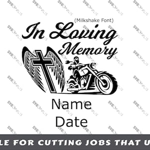 In Loving Memory - Motorcycle Cross with Wings - SVG PNG