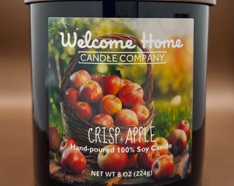 Crisp Apple - Bougie de soja 100 % coulée à la main 8 oz