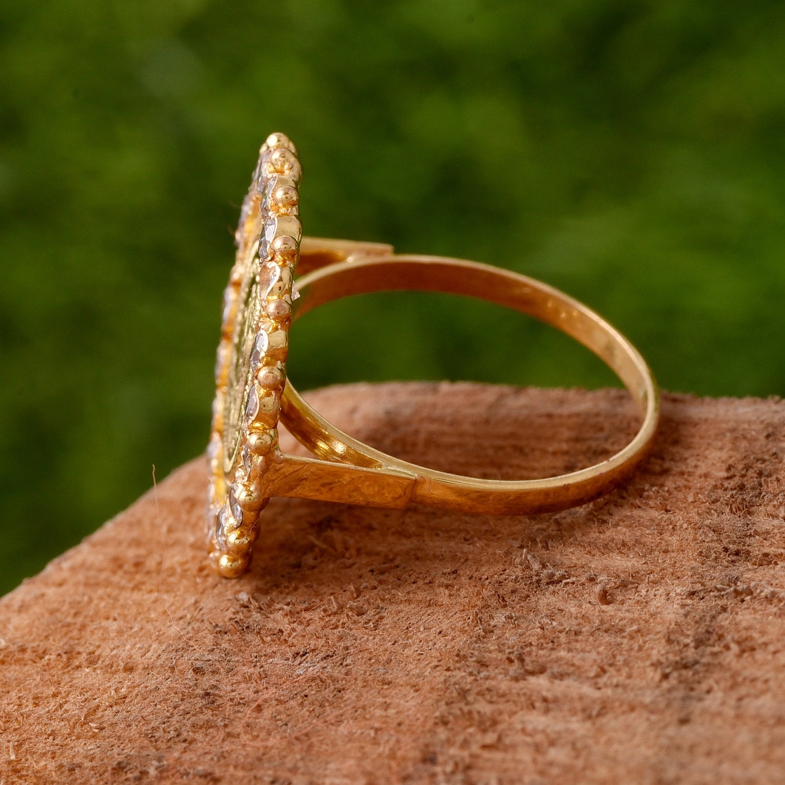 18k Gold Coin Ring/925 Sterling Gold Ring/lab Created Zircon Etsy
