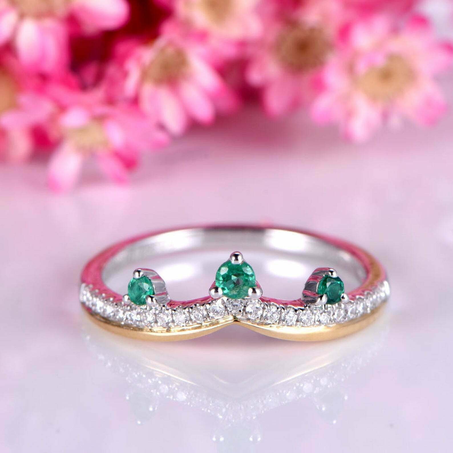 925 green emerald Ring/925 Sterling Silver Ring/Lab Created Etsy