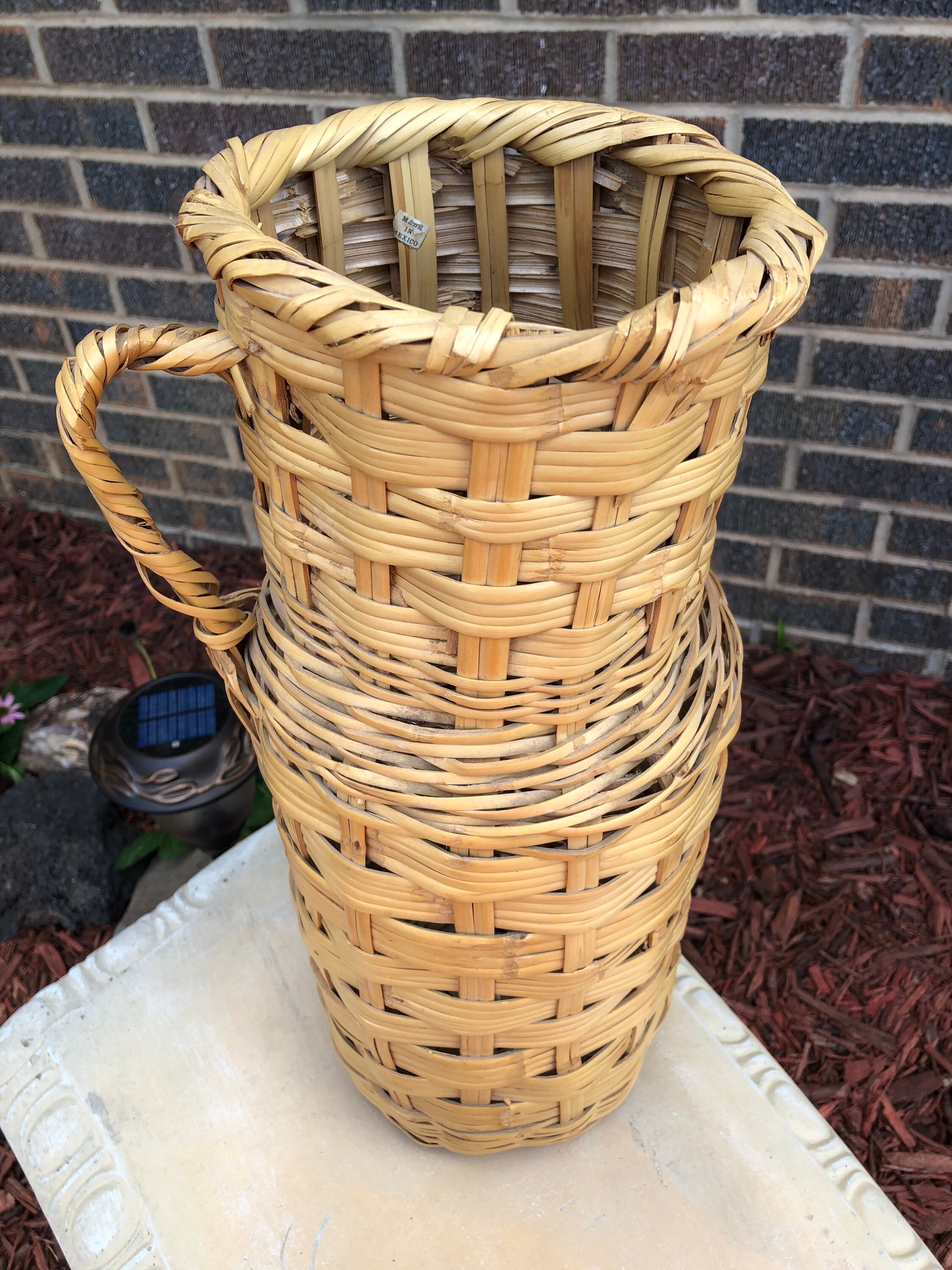 Vintage Rattan Floor Vase Wicker Jug Pitcher Etsy