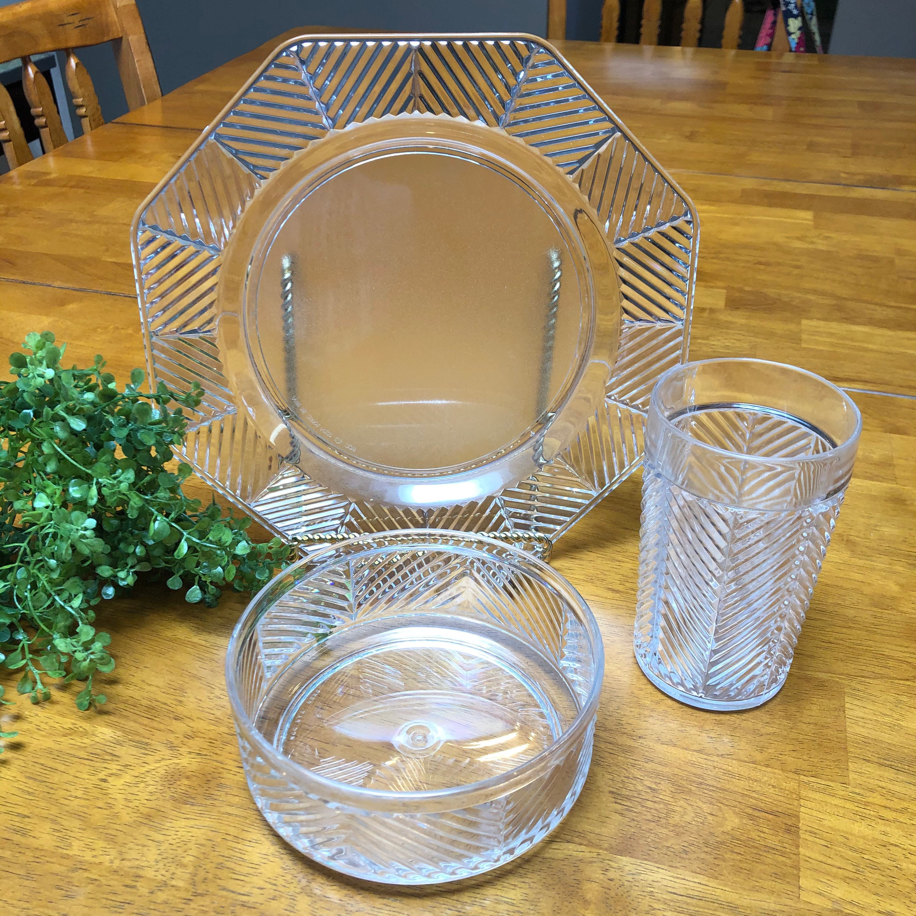 Vintage Clear Patio Dinnerware Set Indoor Outdoor Table Etsy