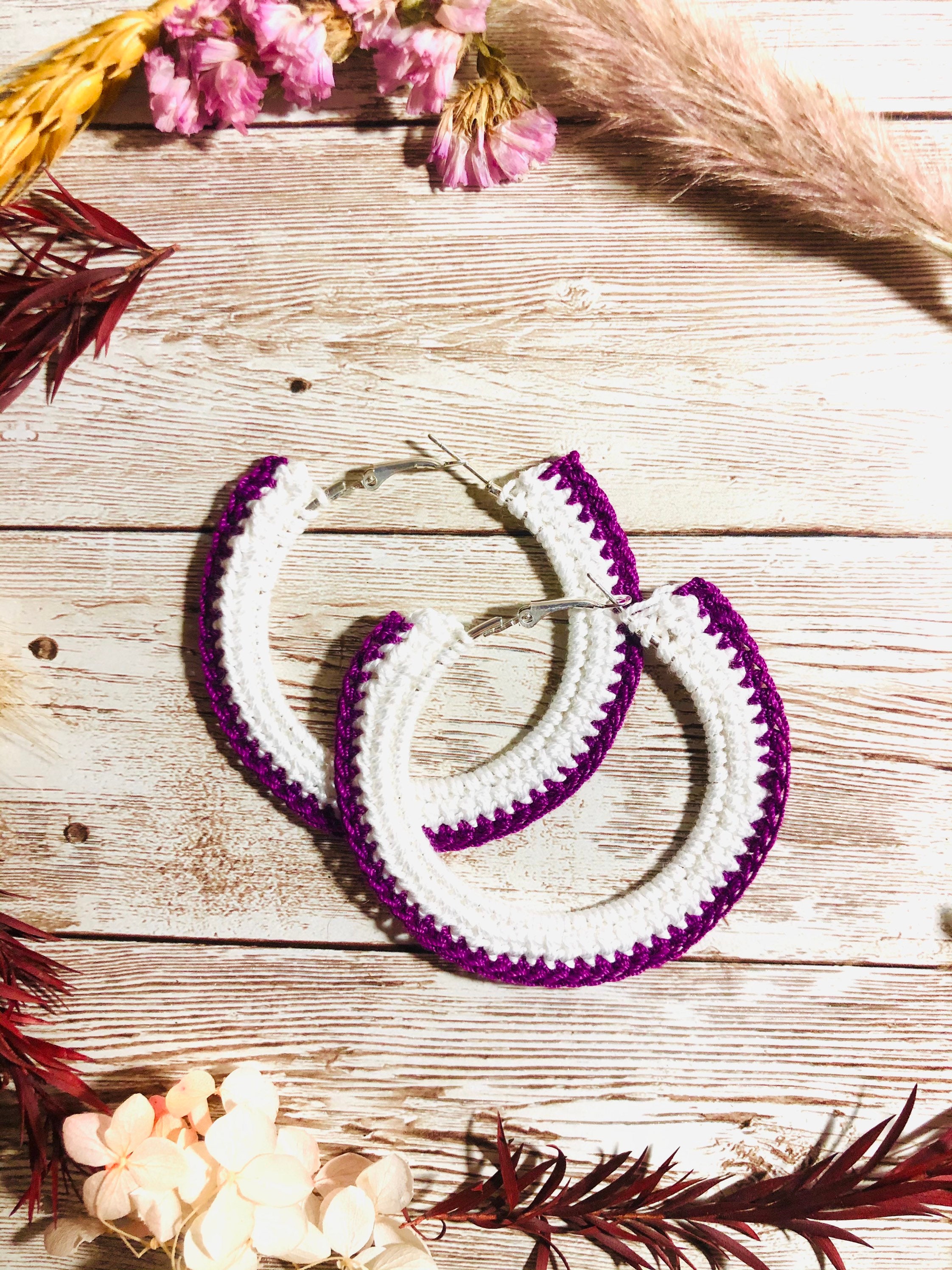 Crochet hoops hoop earrings crochet earrings boho Etsy