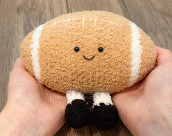 Handgemaakte gehaakte voetbalknuffel, fuzzy amigurumi-speelgoed, cadeau voor sportfan